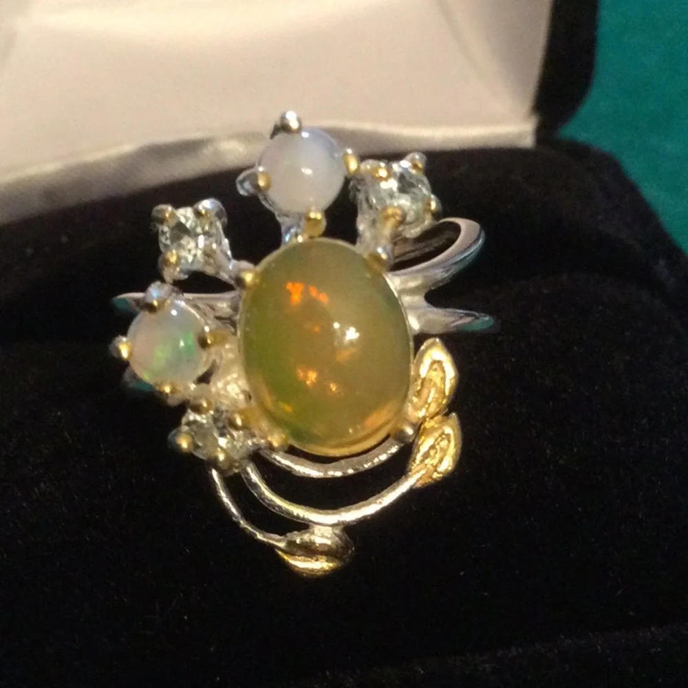SPECIAL BUY GENUINE OPAL RING 10mm by 8mm  Ring - Picture 4 of 12